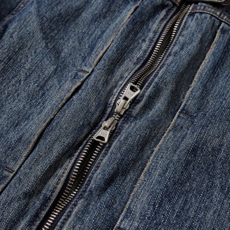 Mounted denim short jacket / Vintage blue