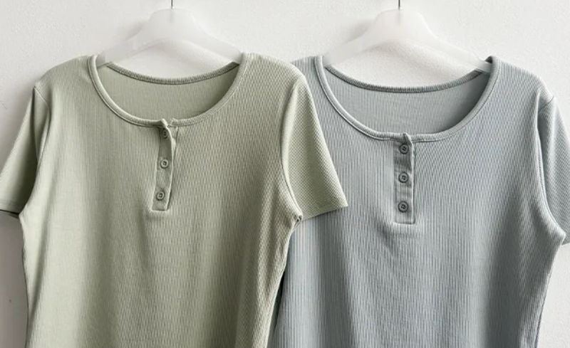 Waddoo hem round button short sleeve tee