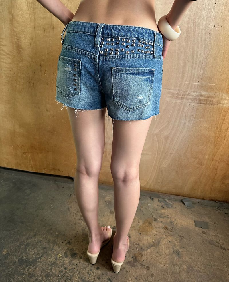 stud vintage denim shorts