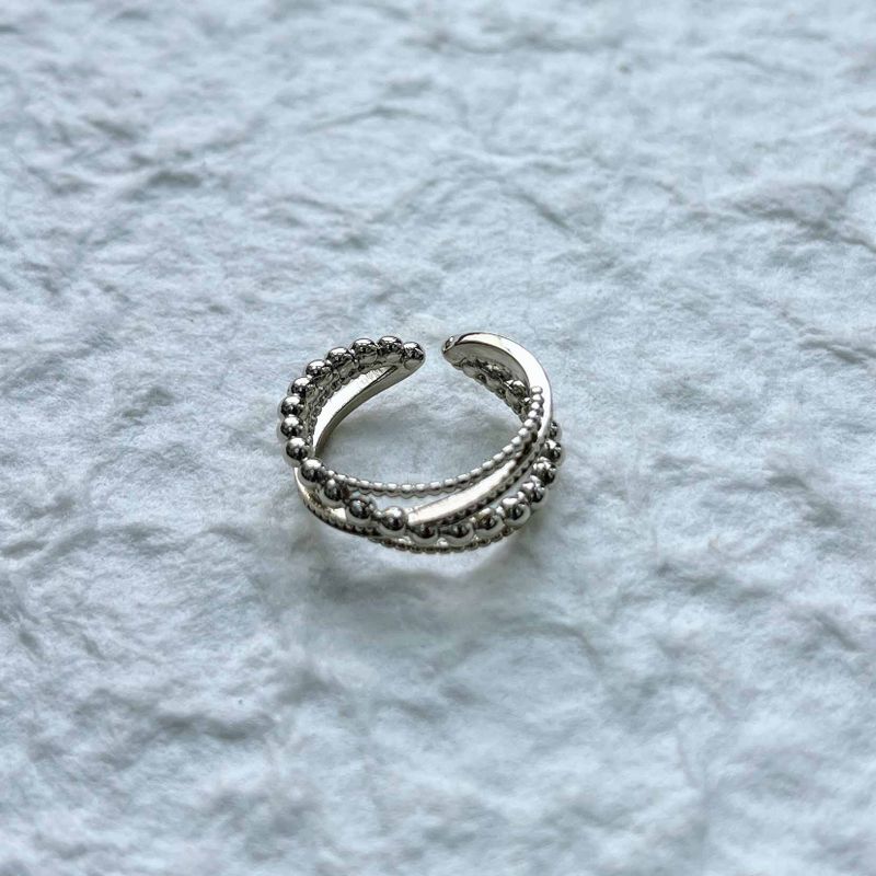 Interlaced Beaded Open Ring