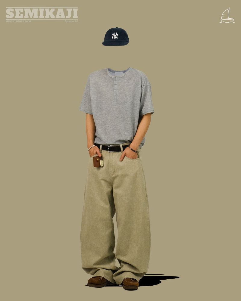 SEMIKAJI（セミカジ）の「IN Waffle Henry-neck 1/2 T（Tops）」