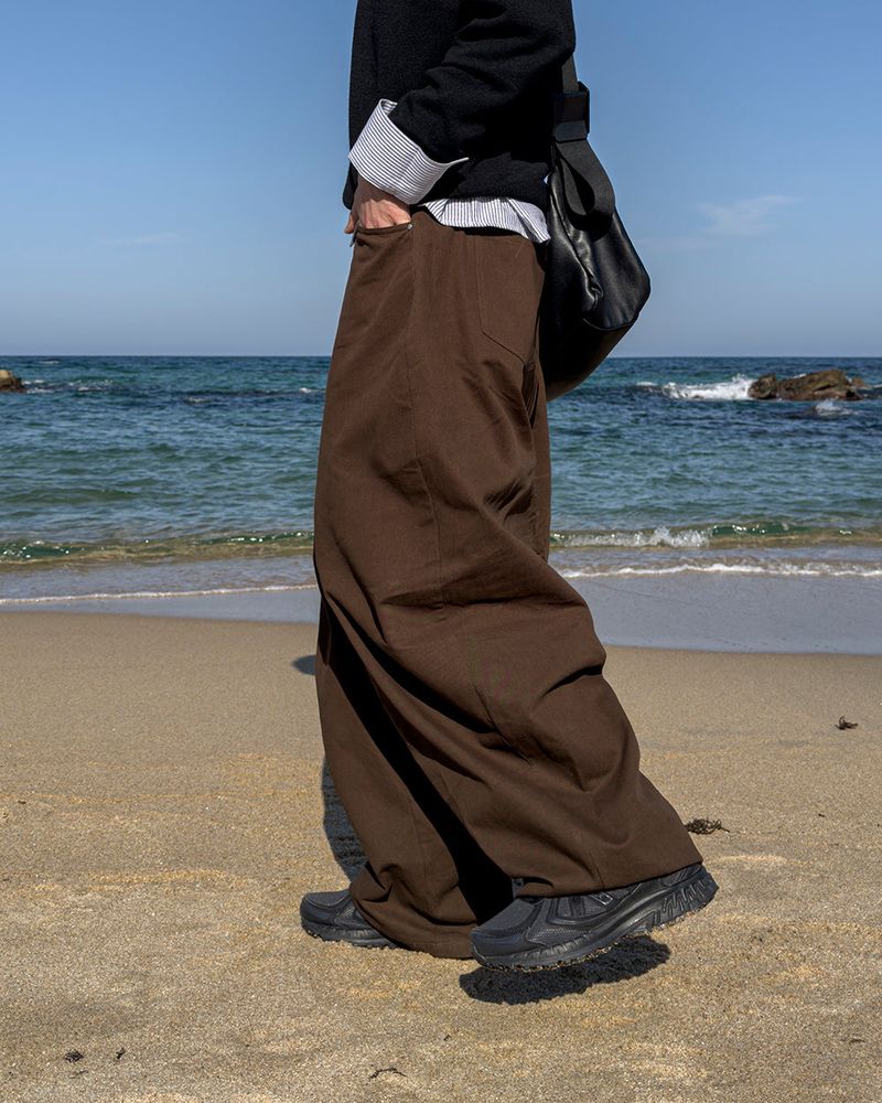 Bino Curved Wide Cotton Pants