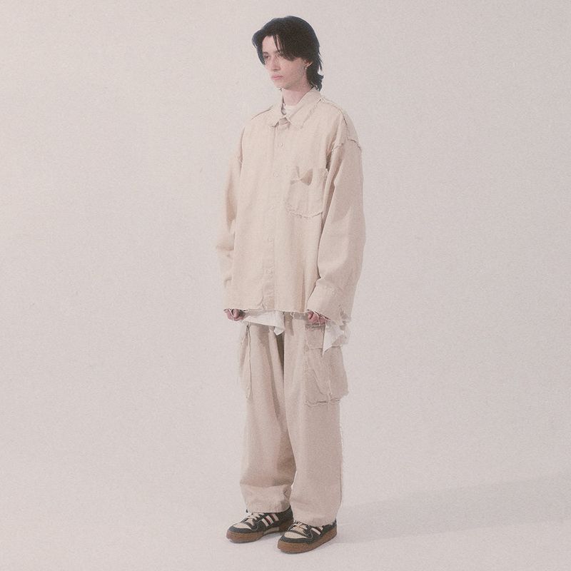 grunge plain shirt_lightbeige