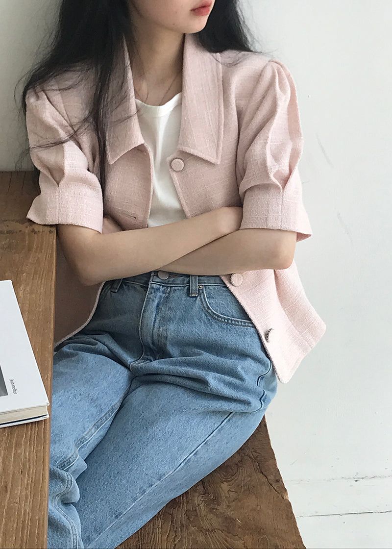 archive jtou（アーカイブ ジェートゥーユー）の「carolyn puff tweed jacket (pastel pink)（）」