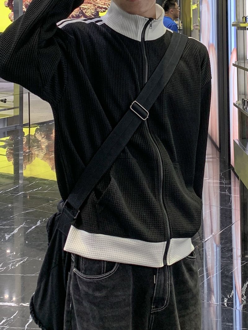 Celeb Waffle High Neck Zip-Up