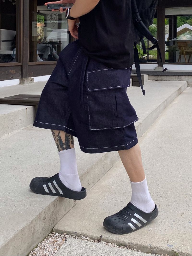 Stitch Bermuda Cargo Denim