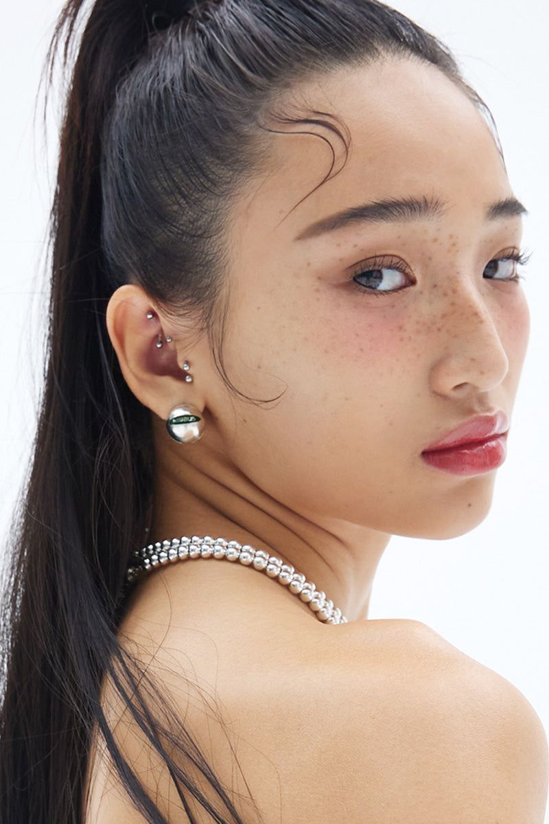 GREEN TAG BALL EARRINGS