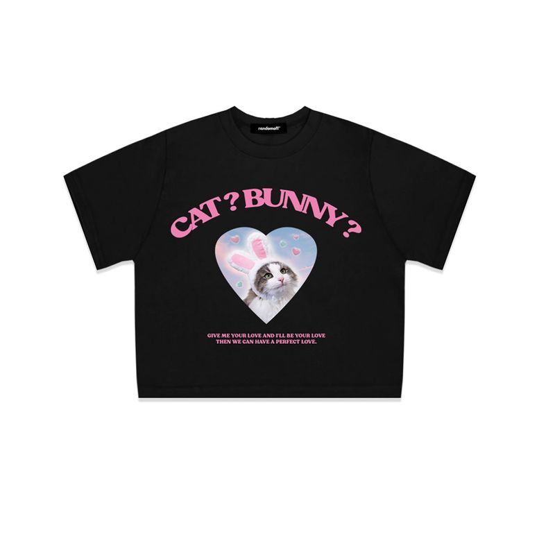 CAT&BUNNY CROP T-SHIRT [4COLOR]