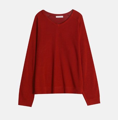 Air V-neck Linen Long Sleeve Knit