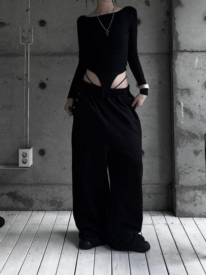 eyelet punching wide pants (2color)