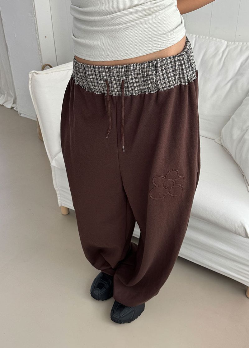 FLOWER CHECK BANDING PANTS