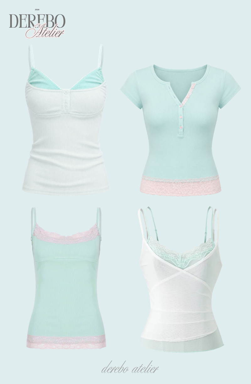 Mint Berry Pink Lace Short Sleeve T-shirt