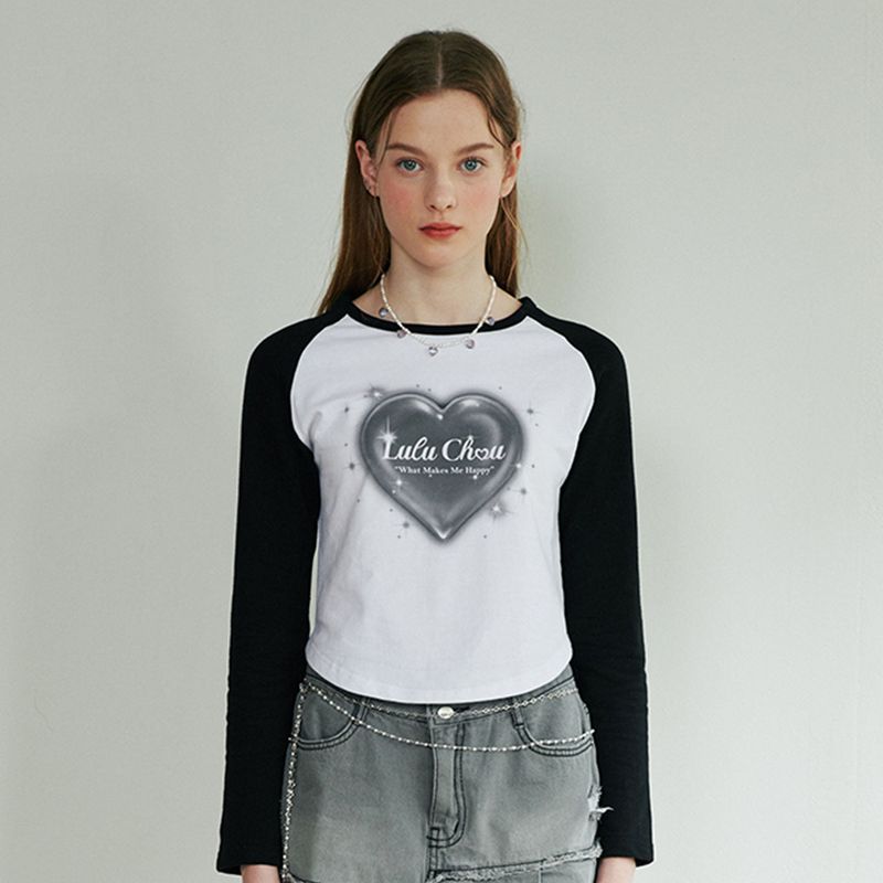 LuluChou（ルルシュ）の「Round Crop Raglan T-shirt - BLACK（Tops）」