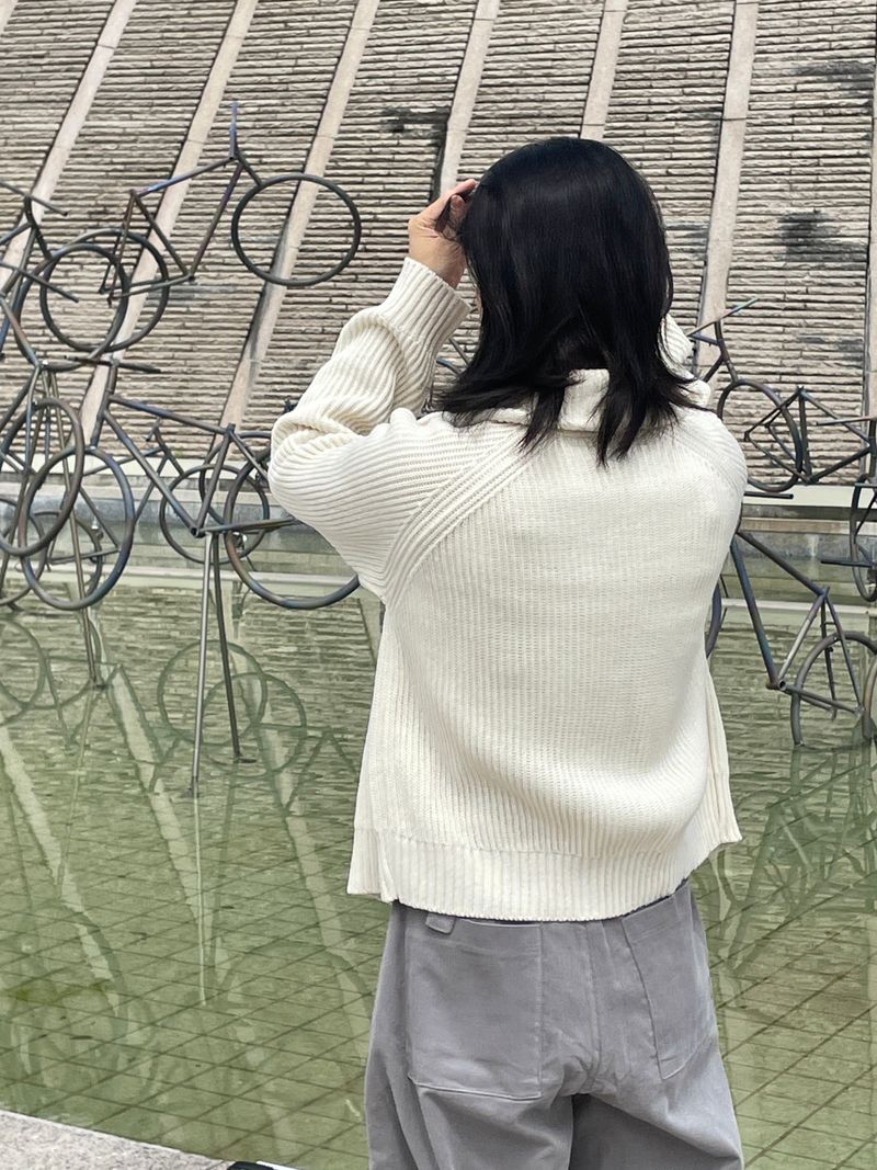 Turtleneck knitwear zip-up