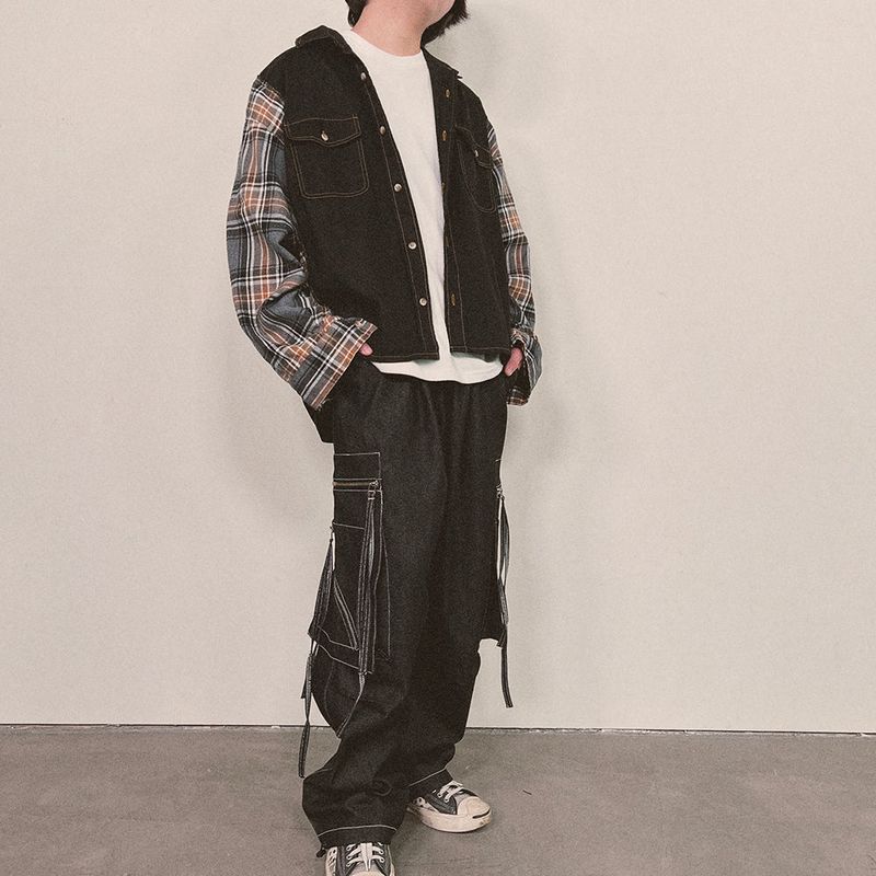 check block cotton shirt_black