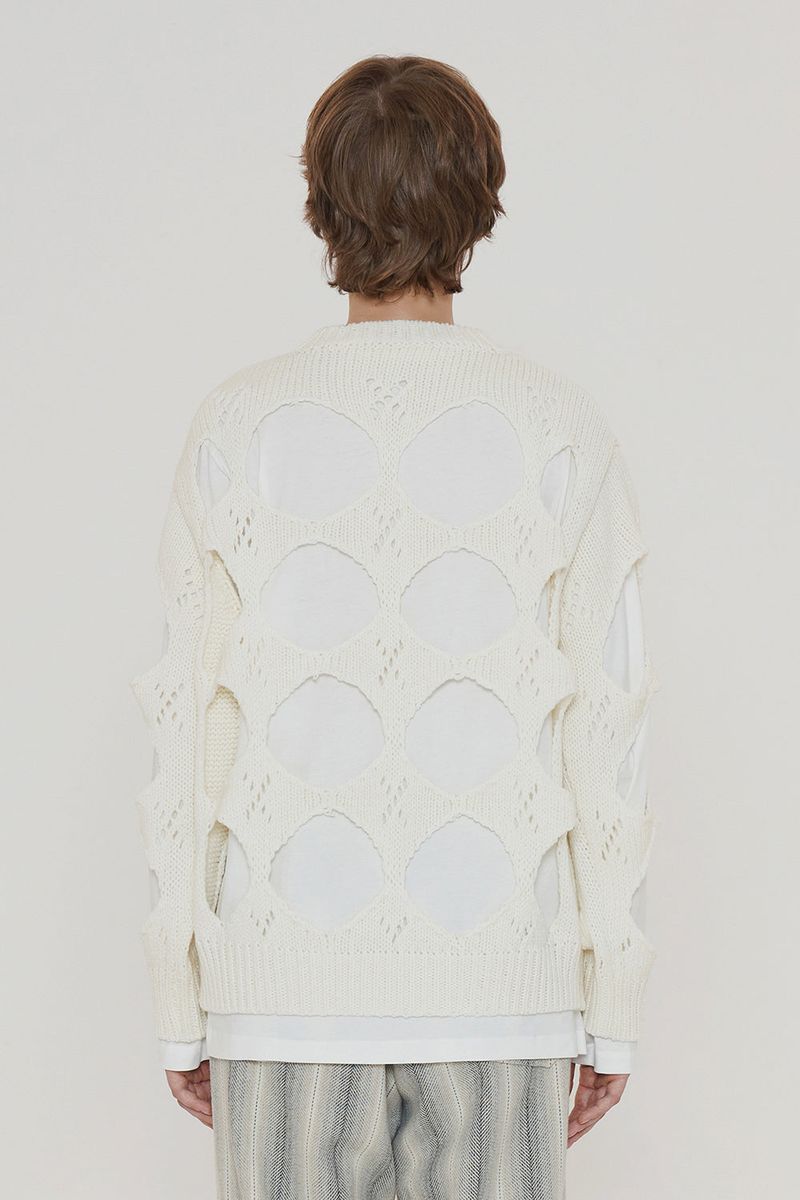 HOLE ARGYLE ROUND KNIT