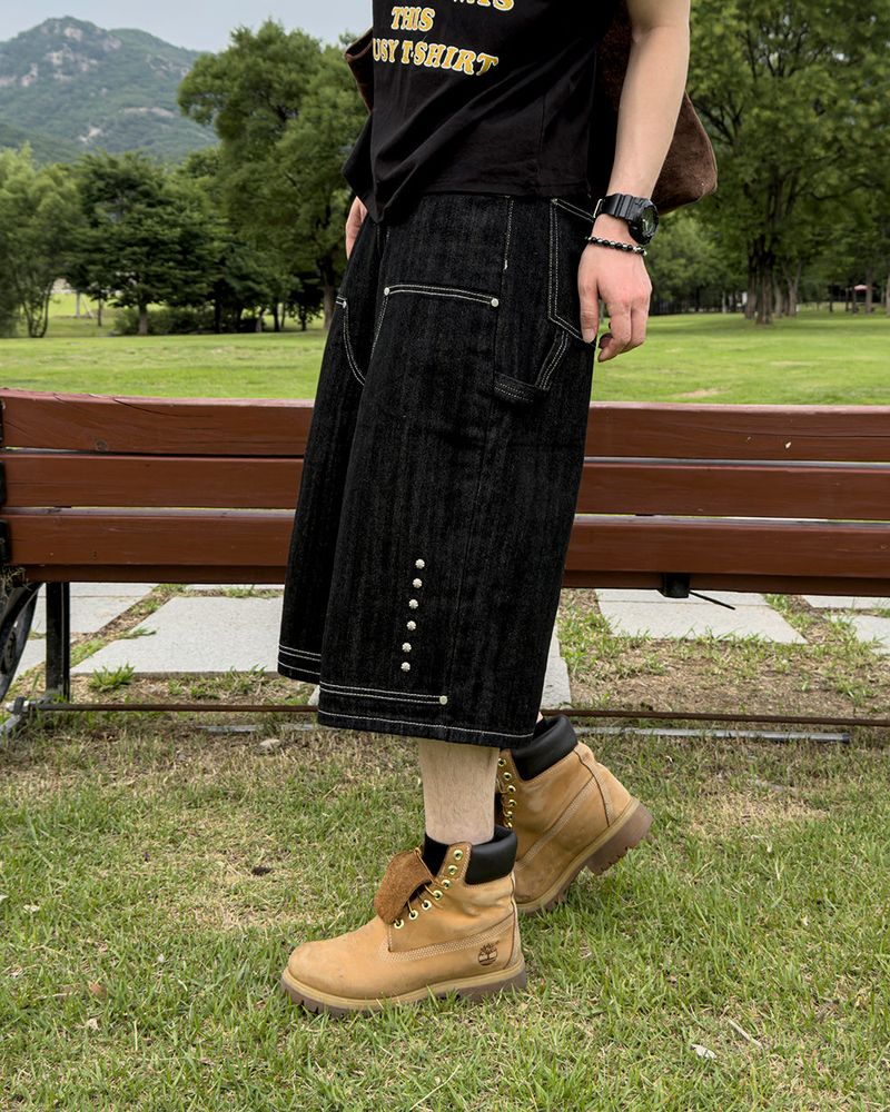 Beto Studded Bermuda Denim Pants