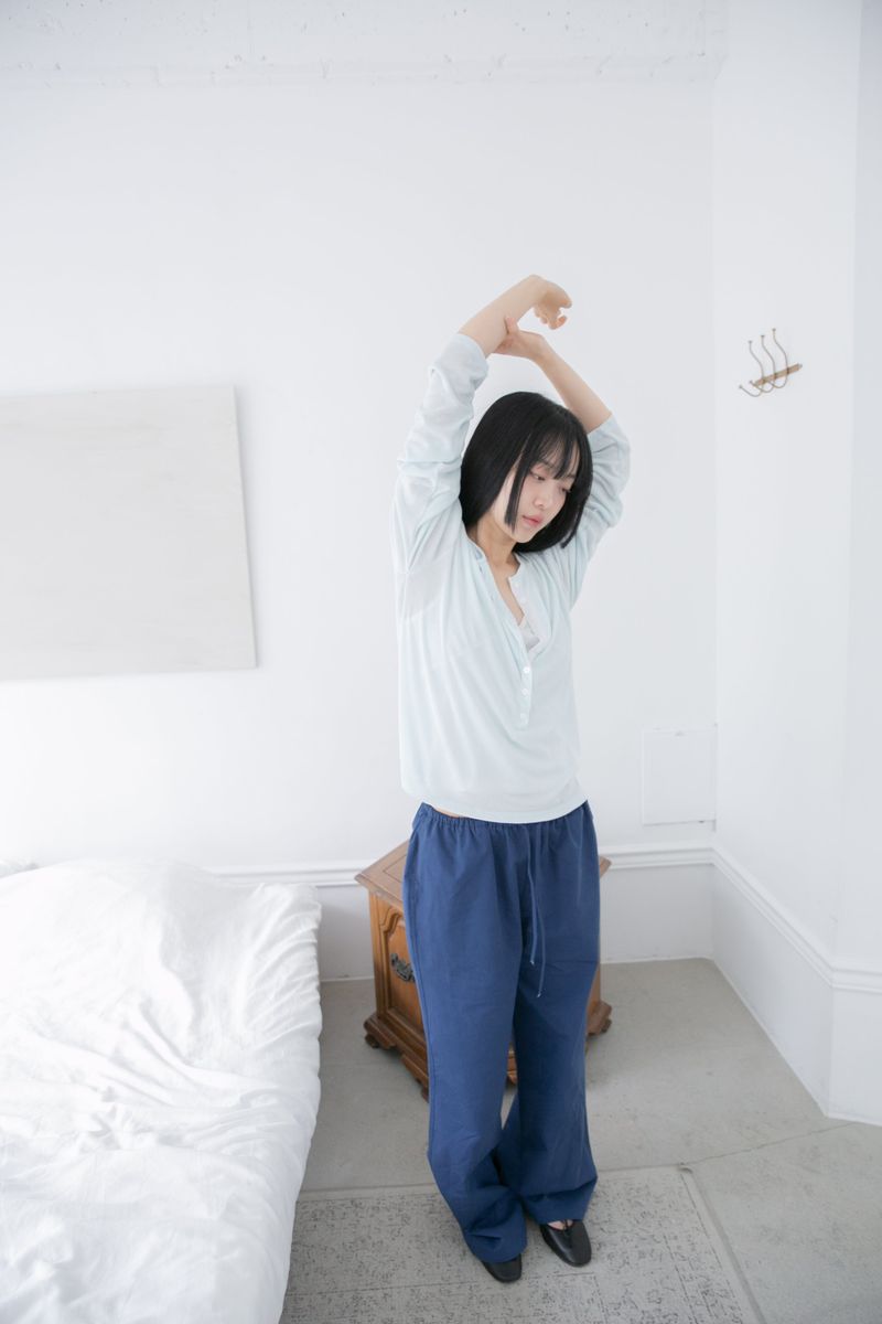 button line see-through loose top(4colors)
