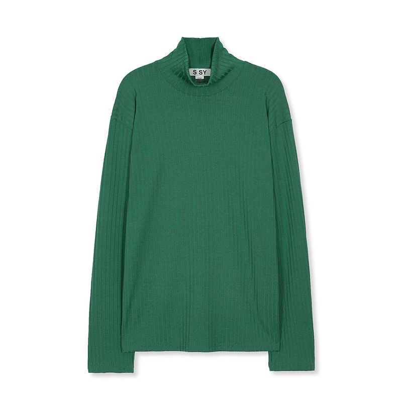 harris silky turtle neck long sleeve green