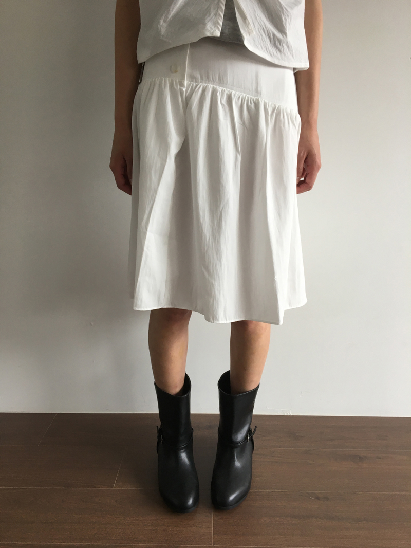 Marine button midi skirt (3color)