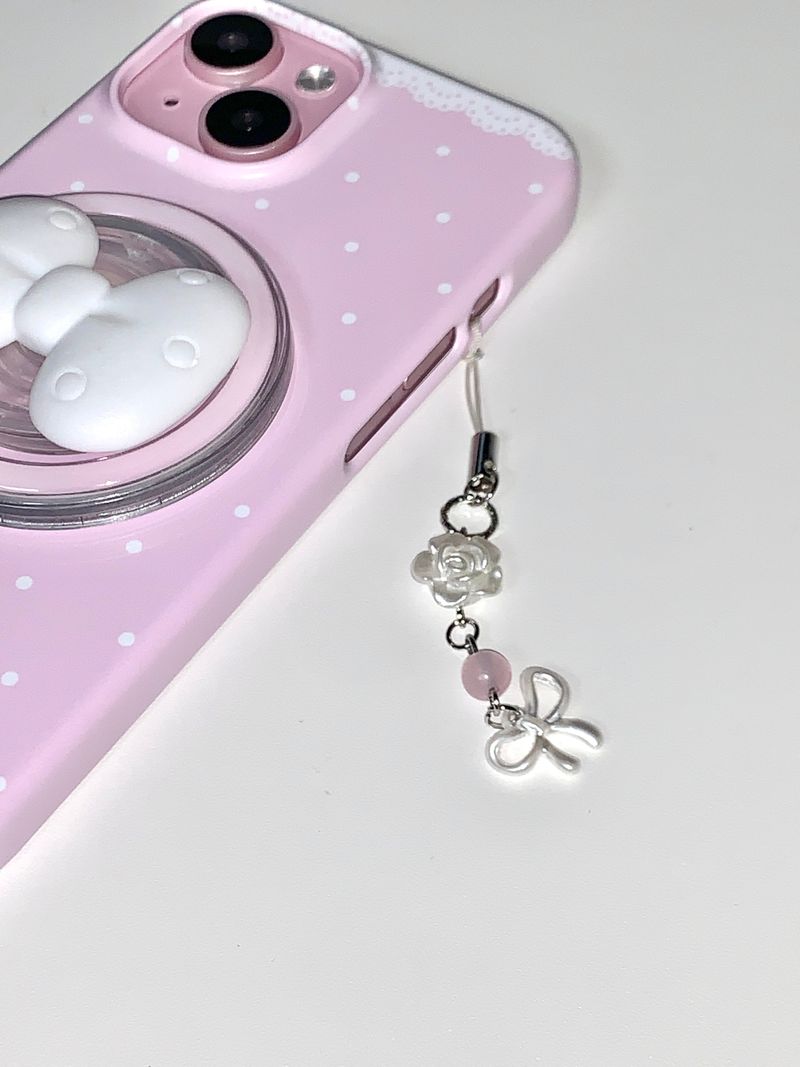cute ribbon phone grip - white (magsafe)