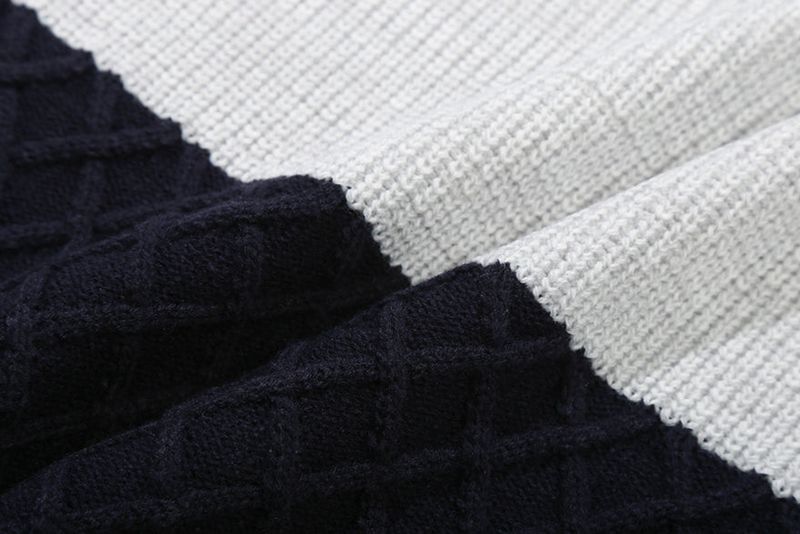 STRIPE RIB KNIT HOODIE_LIGHT GREY