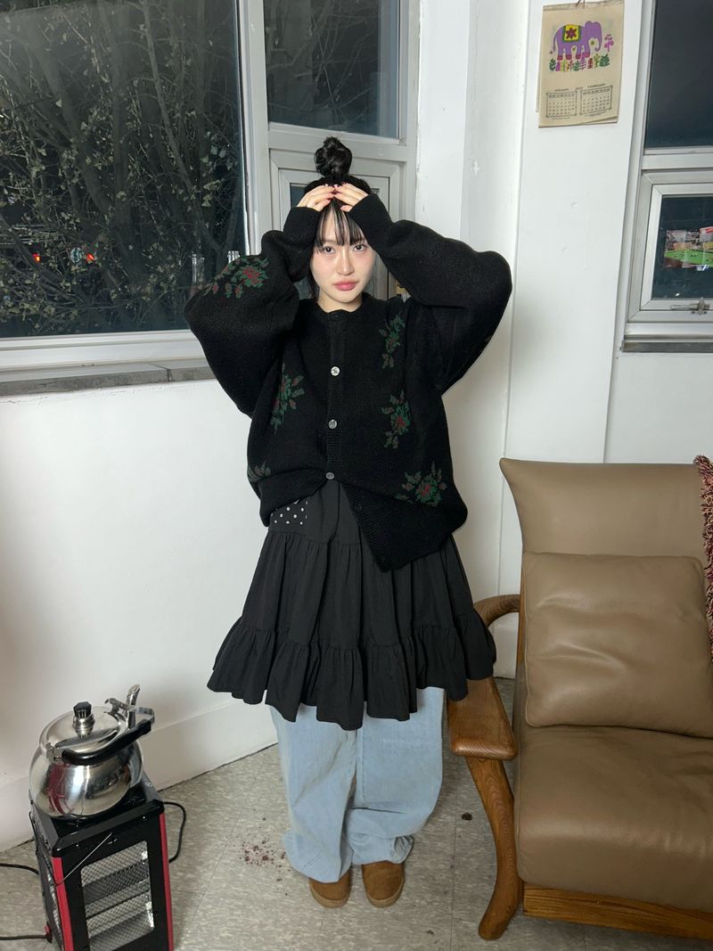 (2color) flower cardigan