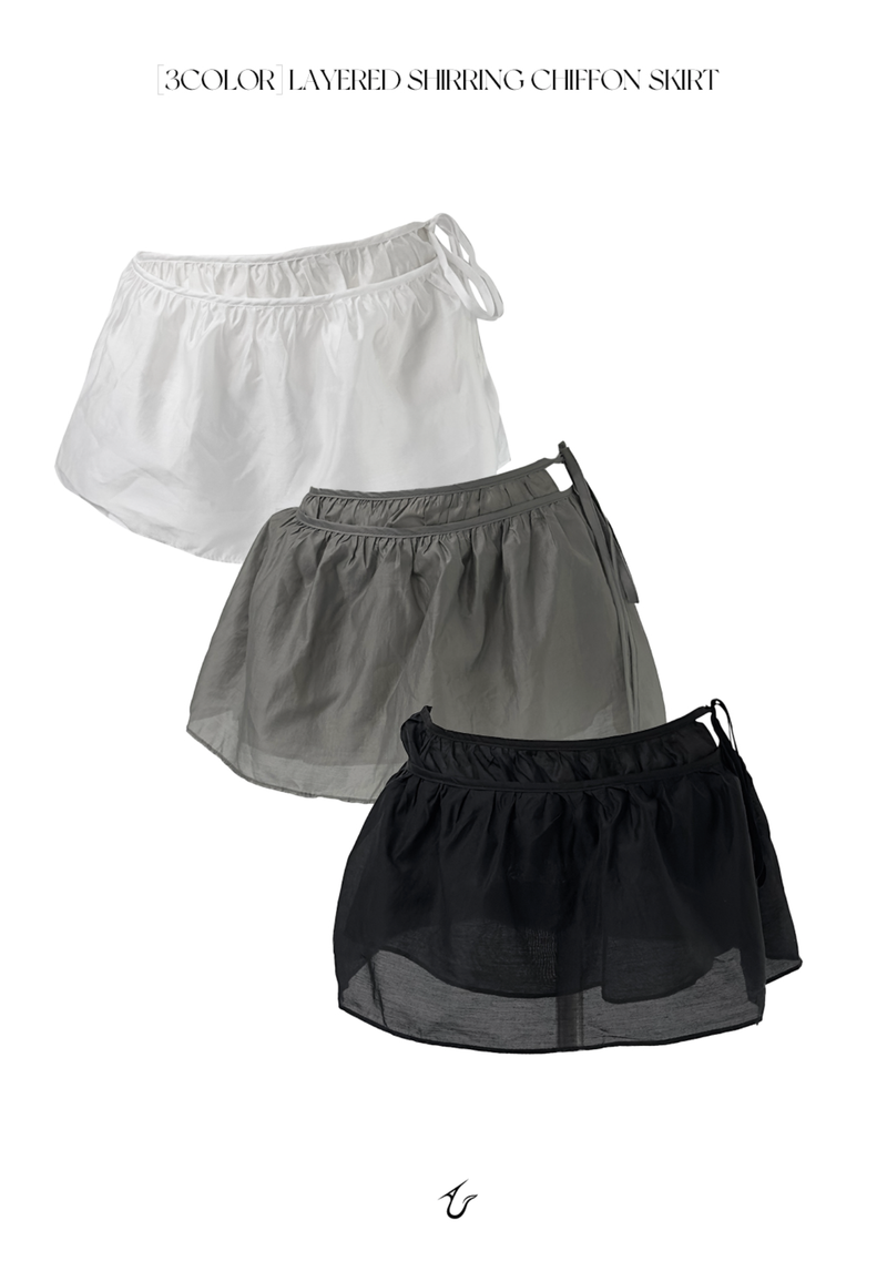URBAN UNIQUE（アーバンユニーク）の「layered shirring chiffon skirt (3color)（Skirts）」