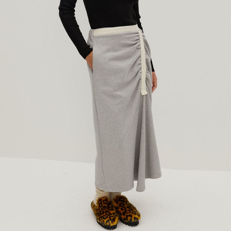 Shirring Jerjey Skirt Melange Gray