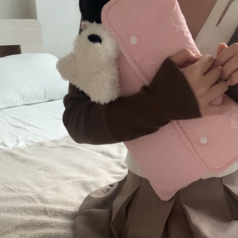 heart ipad pouch (pink)