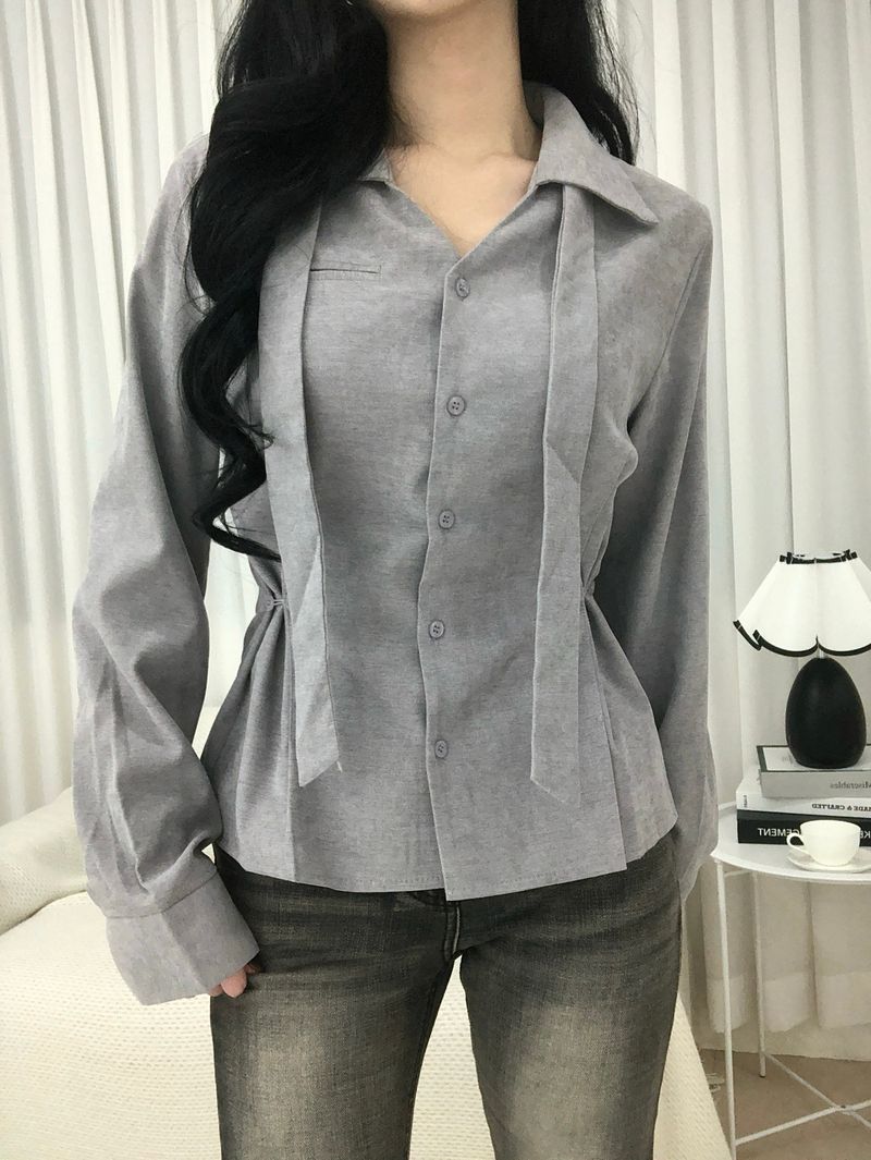 Dual Tie Pintuck Line Shirt