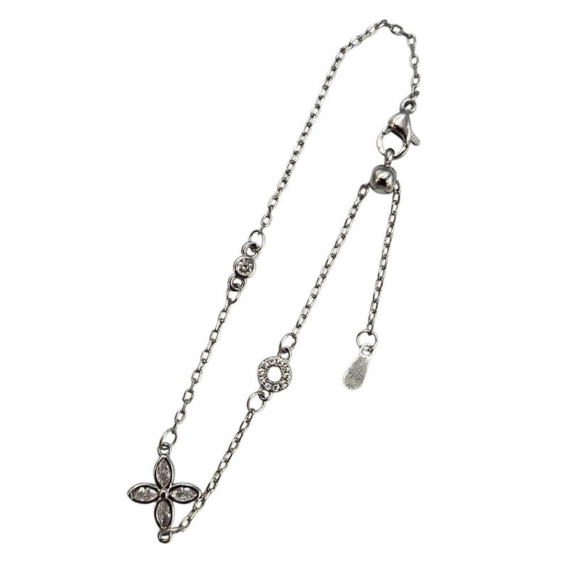 Vintage Silver Crystal Flower Bracelet