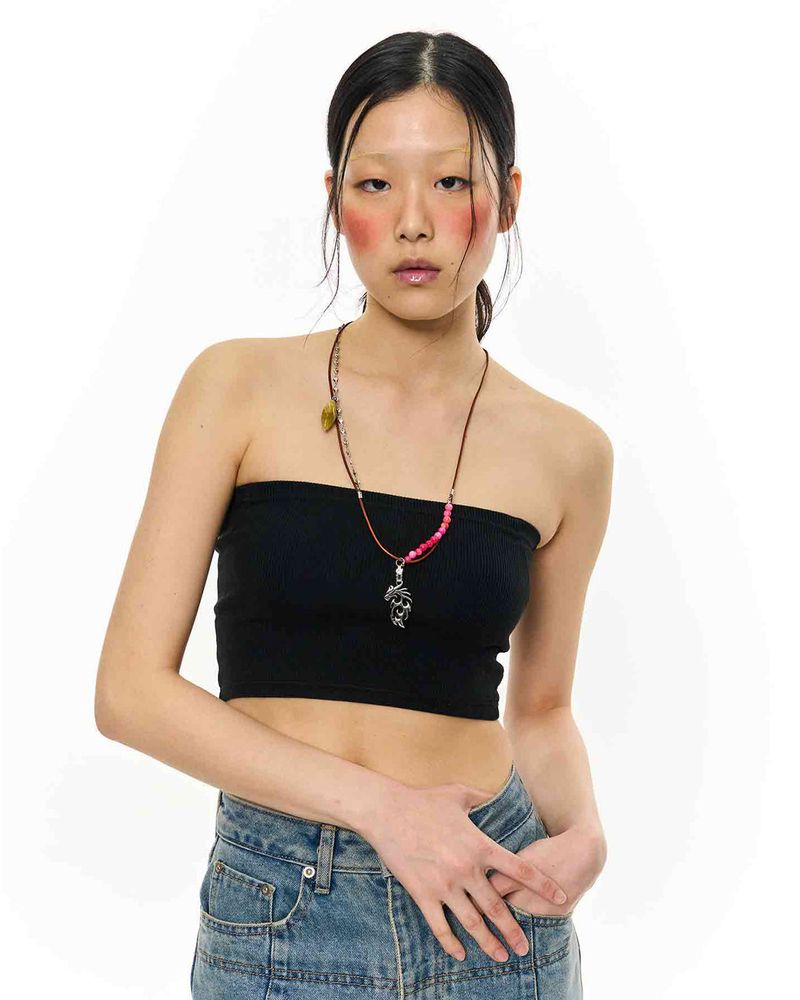 Stone Combi Necklace - Dragon _ BROWN