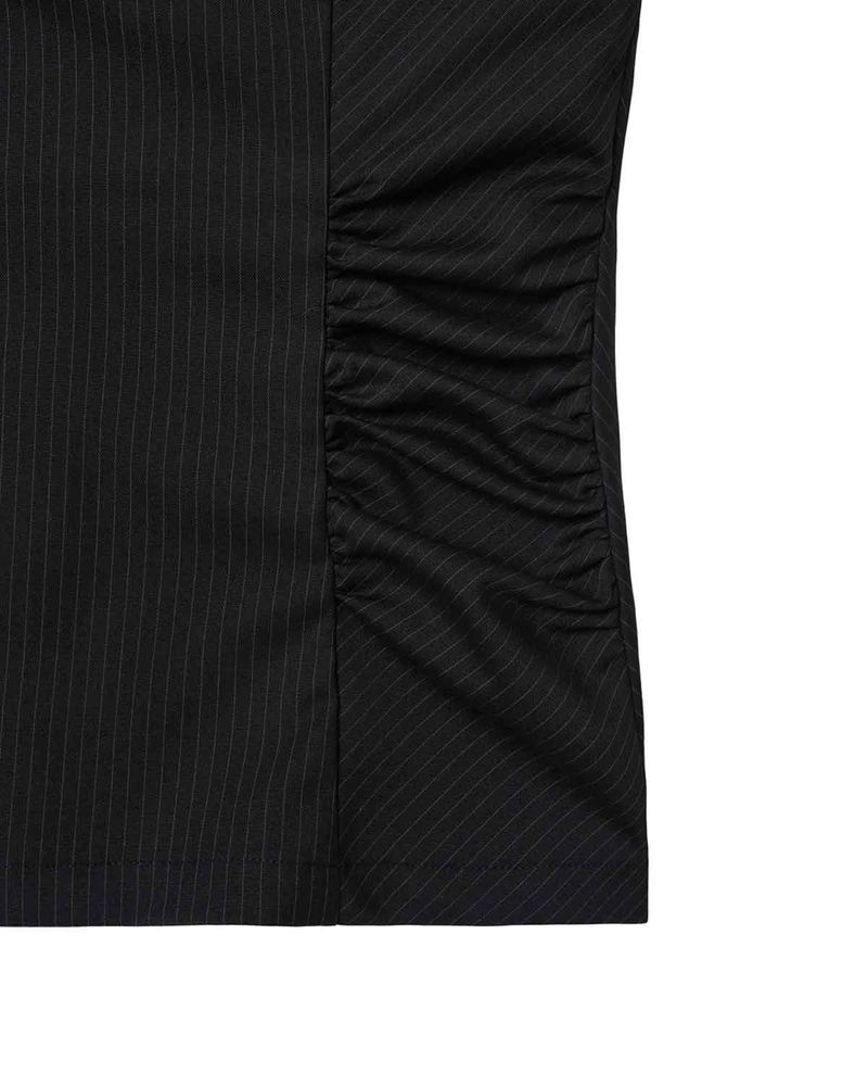 Wide Tie Stripe Halter Top _ BLACK