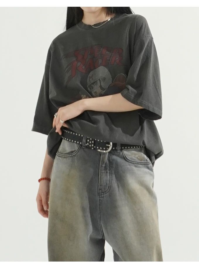 Stud synthetic leather belt