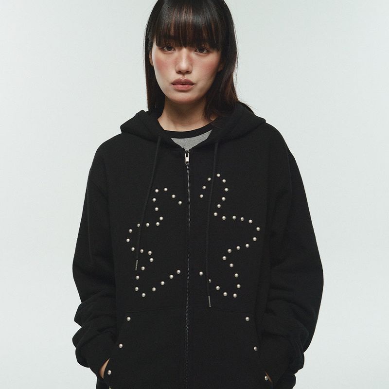 ITZAVIBE（イッザバイブ）の「ITZ STAR STUD HOODIE ZIP-UP（Tops）」