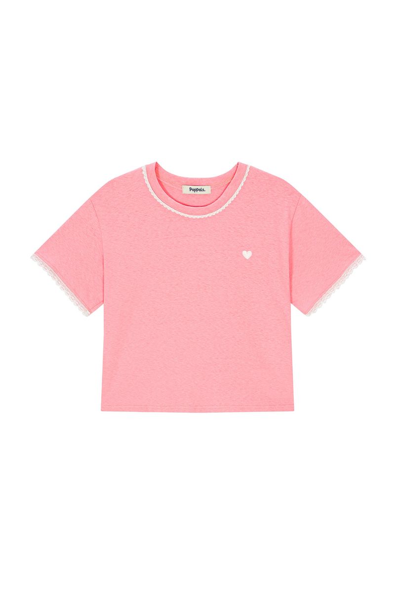 POPPALS（ポップパルズ）の「プチ ラブ クロップ Tシャツ [Pink]（トップス）」