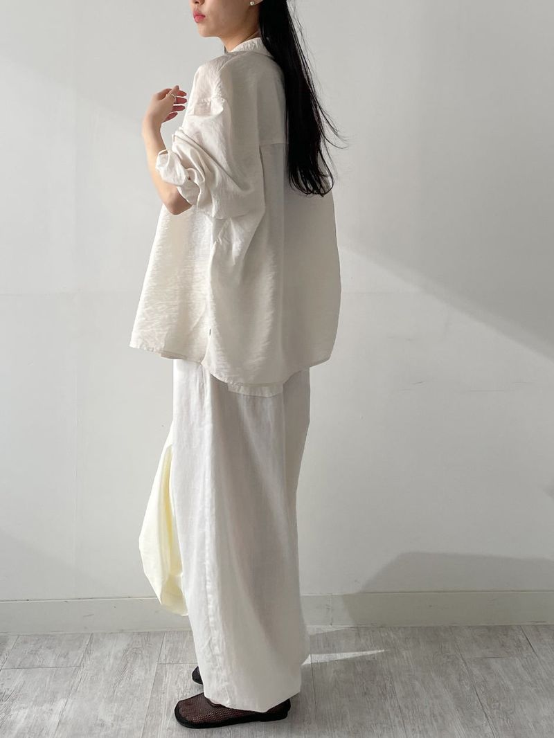 Linen Cinch Back Balloon Fit Wide Pants