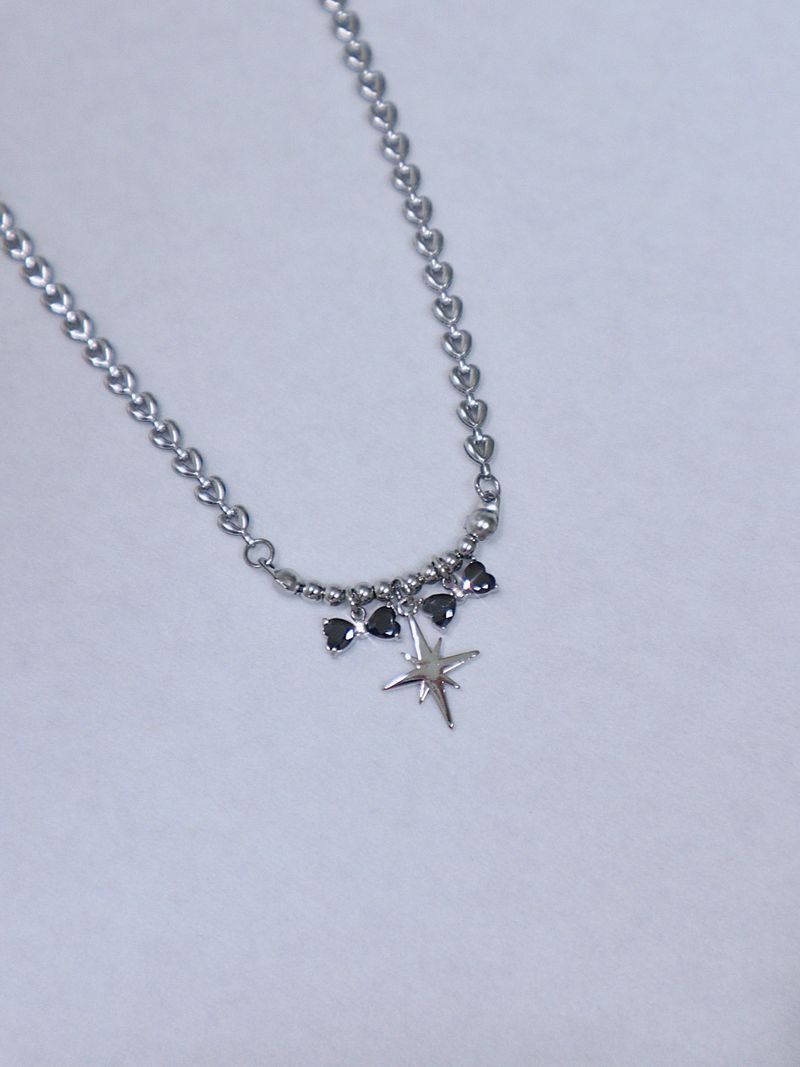 black double ribbon twinkle necklace
