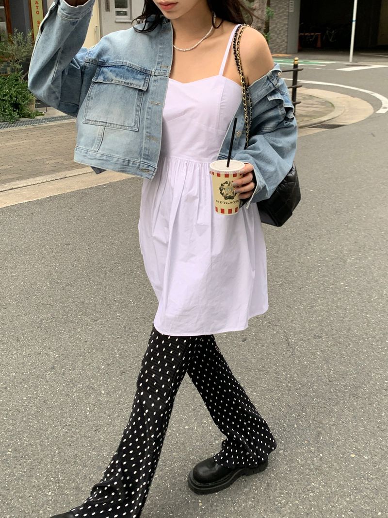 [MADE] Dot Pleated Long Bootcut Pants