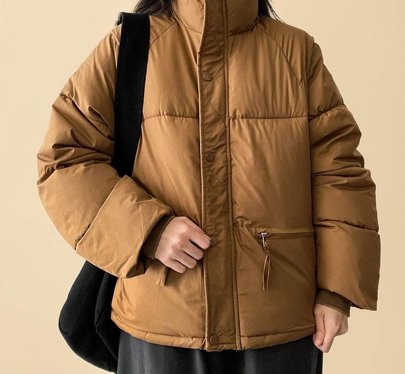  Ringf pocket zipper high neck padded jumper