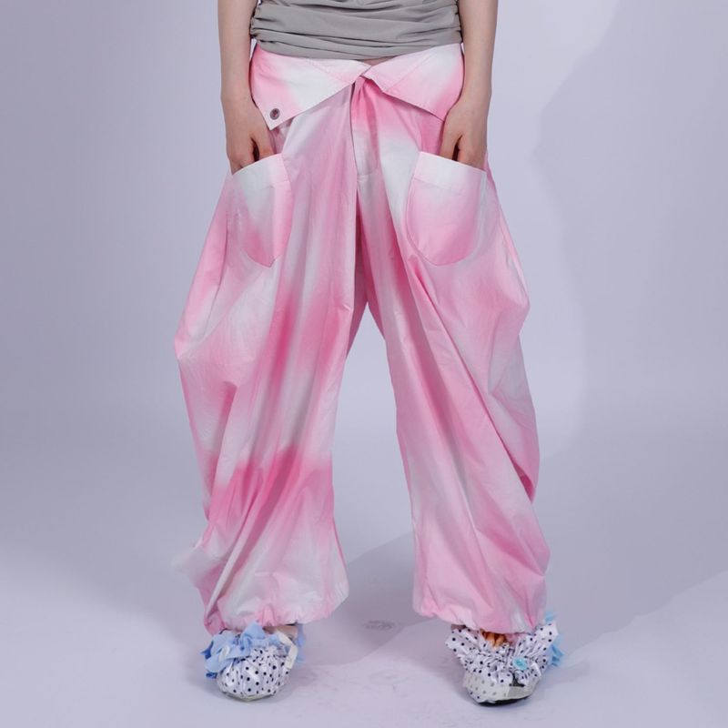 gradient pink fatty,saggy pants