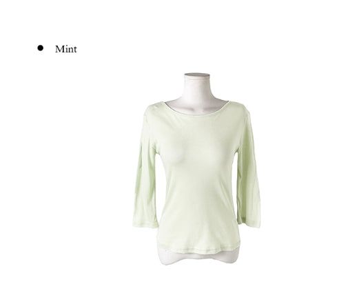 Deton Tencel Basic Round Three Quarter Sleeve T-Shirt