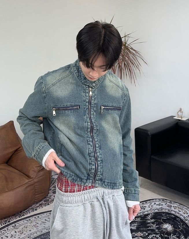 SATIIIZ(サティーズ)の「Piece Washed Crop Denim Jacket(Jackets/Outerwear)」