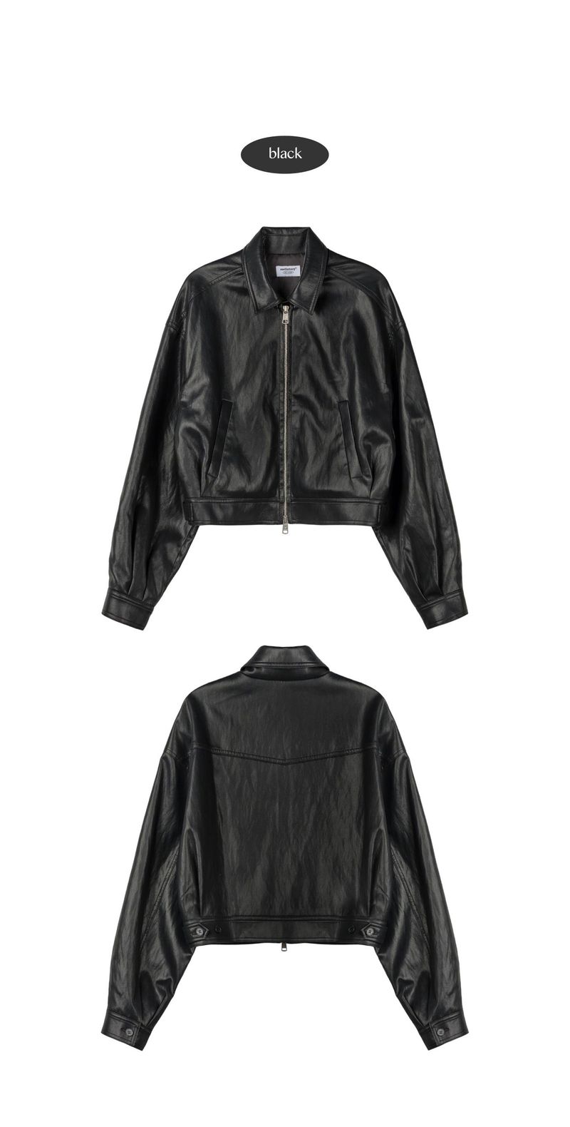 CROP LEATHER[FAUX] JACKET (BLACK)