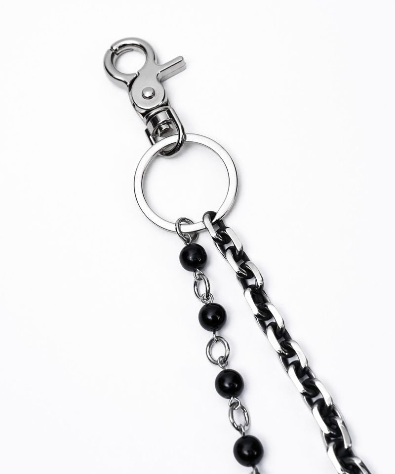 BBD Stone Ball 2-Line Pants Chain (Silver&Black)