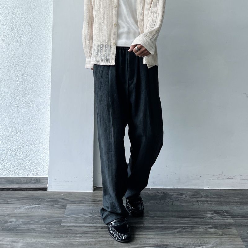 Textured Draped Wide Pants