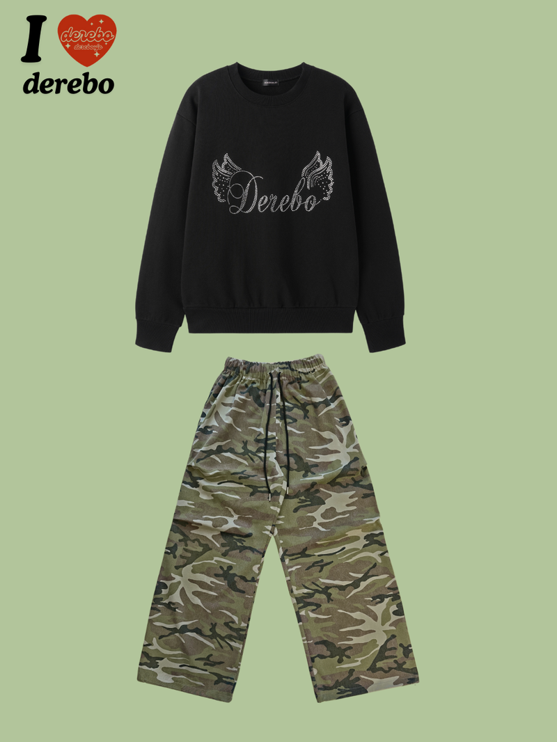 camo casual banding straight pants