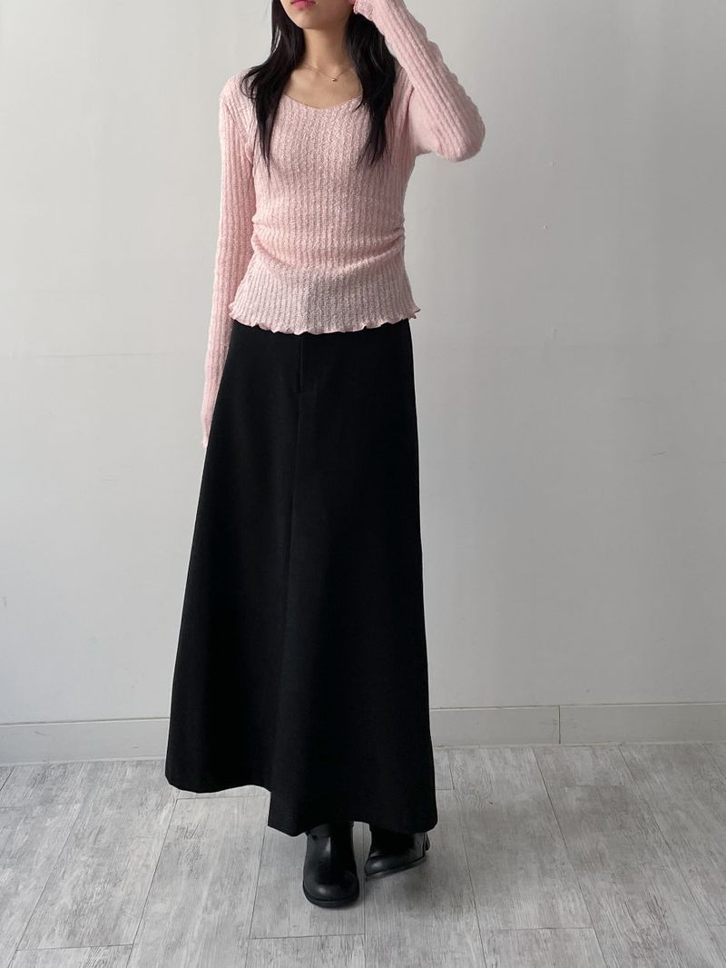 Maxi Wool A-Line Long Skirt