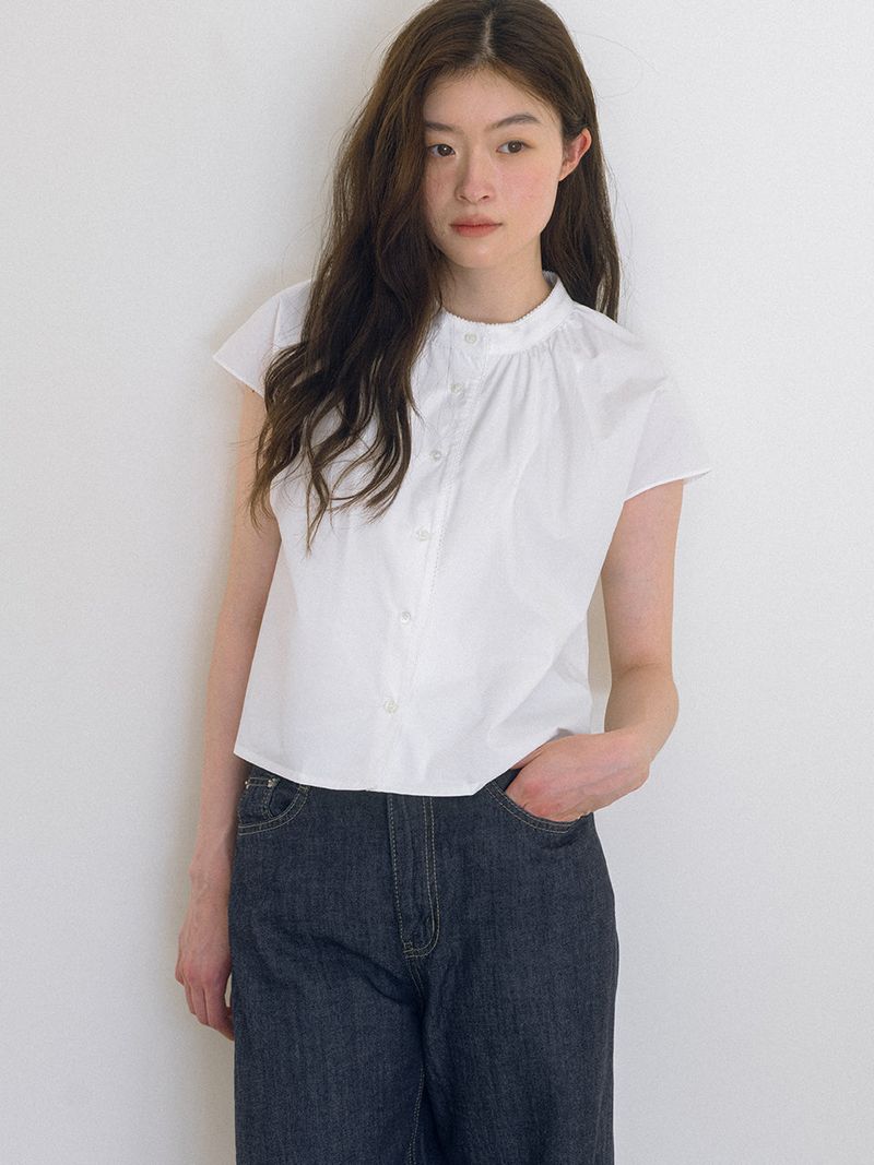 Lace Cap Sleeve Blouse - Ivory